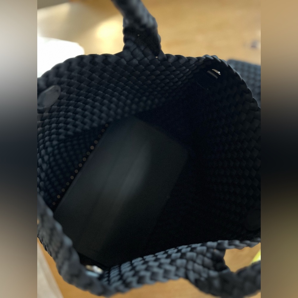 Woven Tote Bag with Detachable Strap - Black - Picture 4 of 6